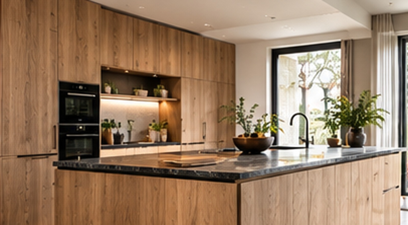 Warme eiken keuken met kookeiland