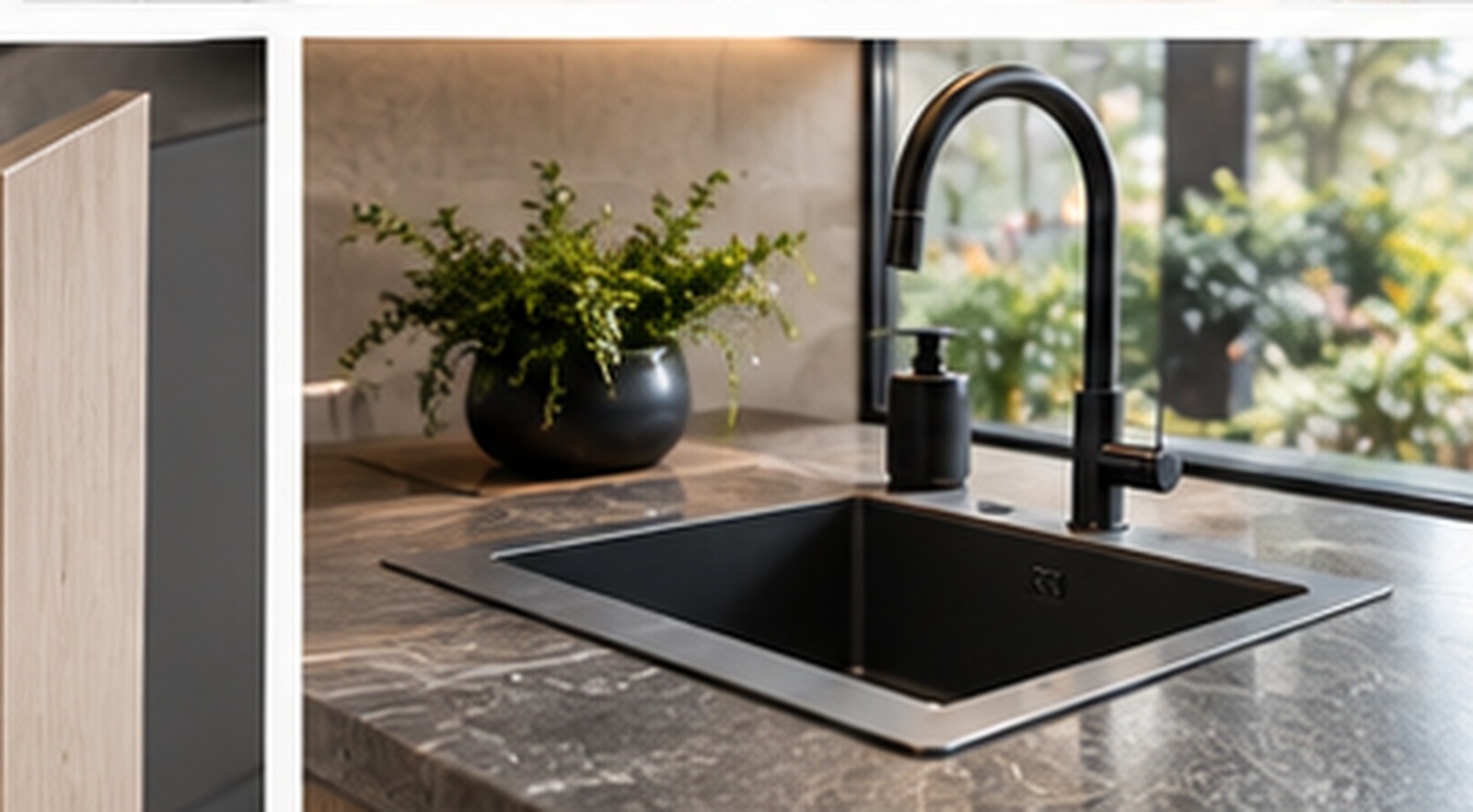 Moderne keuken met stijlvolle spoelbak en kraan