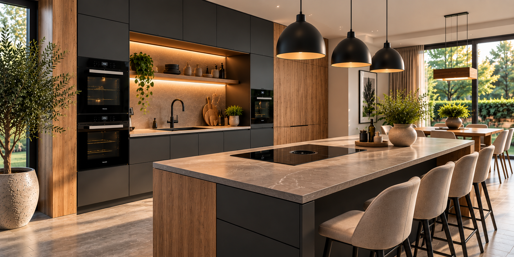 Luxe keuken met groot kookeiland van De Haas Keukens